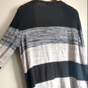Gray thick stripe Cardigan